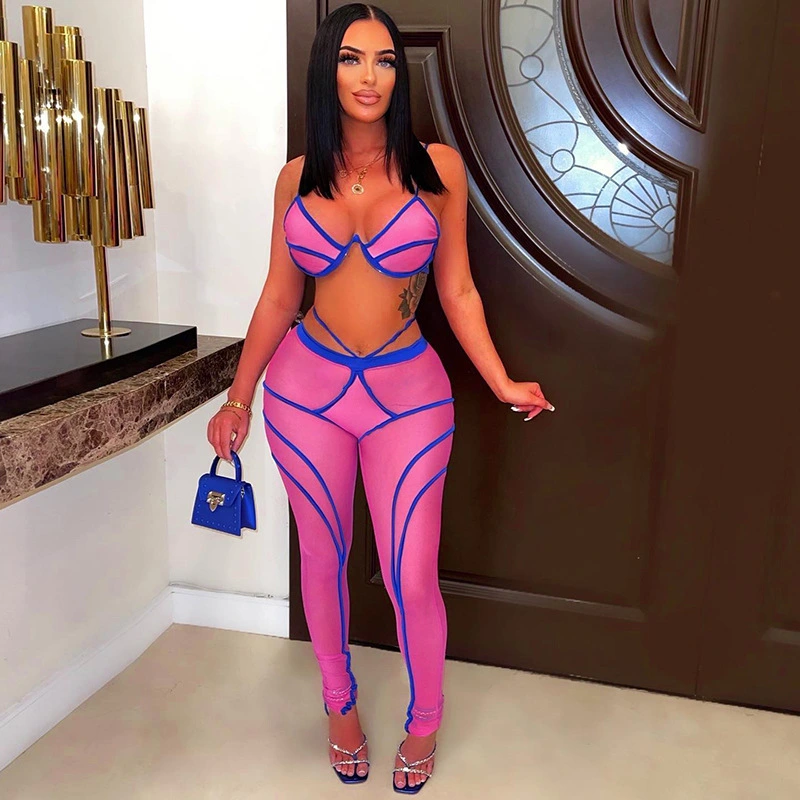 Women's Fashion Sling Contrast Leggings Set