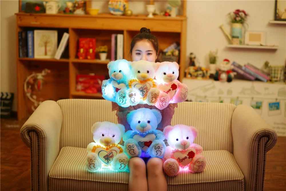 Multicolored Glowing Buttons Bear Doll Fluorescent Colorful