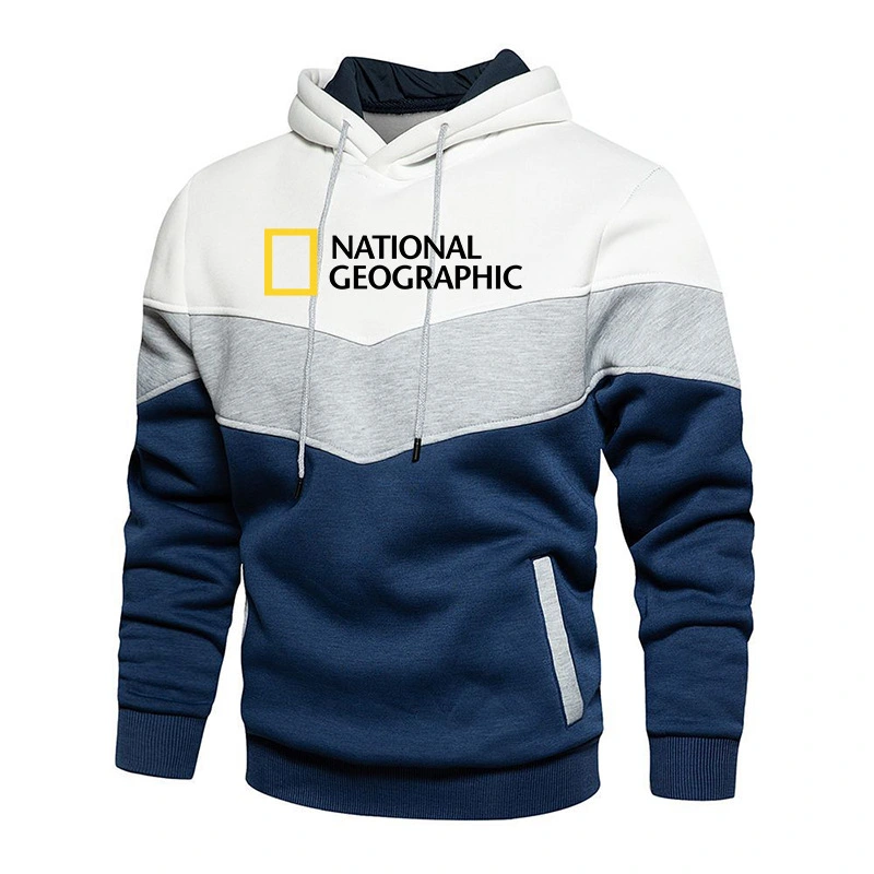 Men's Casual Sports Panel Hooded Pullover Sweatshirt
