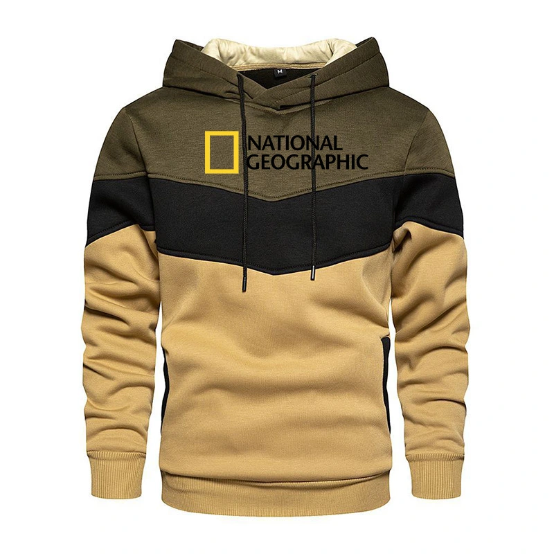 Men's Casual Sports Panel Hooded Pullover Sweatshirt