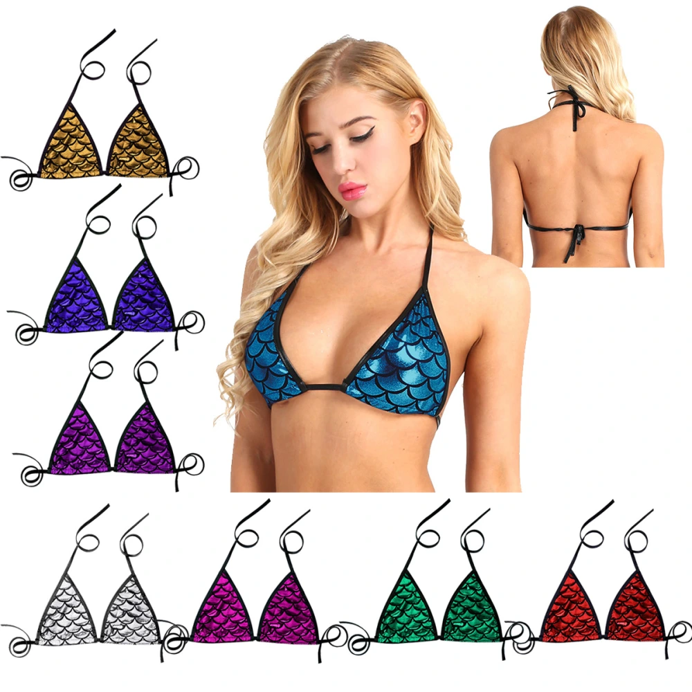 Fish Scale Pattern Tie Neck Three-point Bra