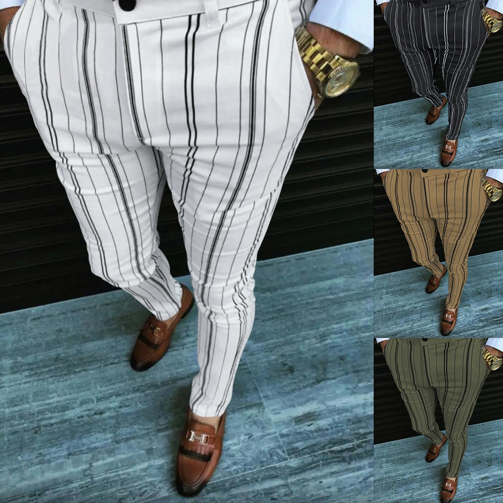 European And American New Men's Striped Casual Pants Hot Style