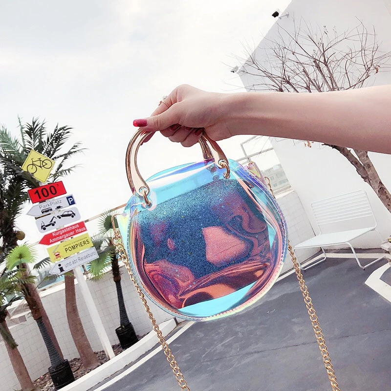 New Fashion Laser Pvc Chain Jelly Portable Shoulder Bag