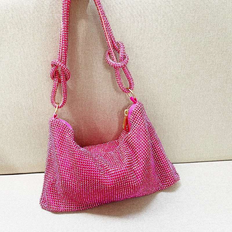 Diamond One Shoulder Women's Bag Rhinestone Underarm Handbag Net