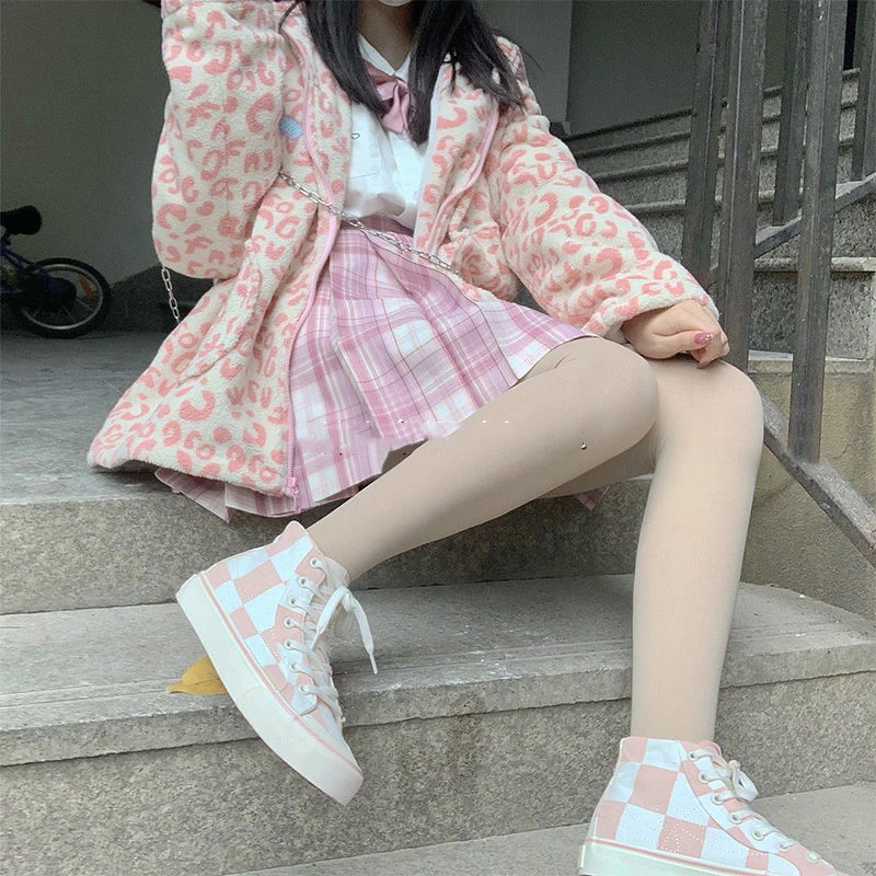 Women's Plaid High Top Canvas Shoes