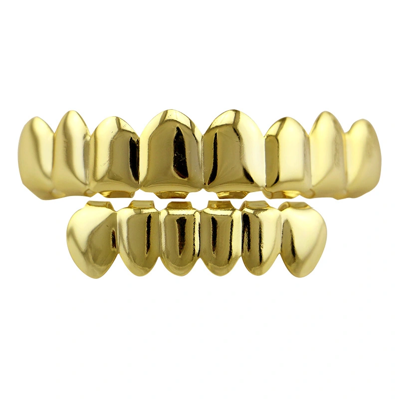 18K Real Gold Plated Glossy Braces for Men and Women Hip Hop