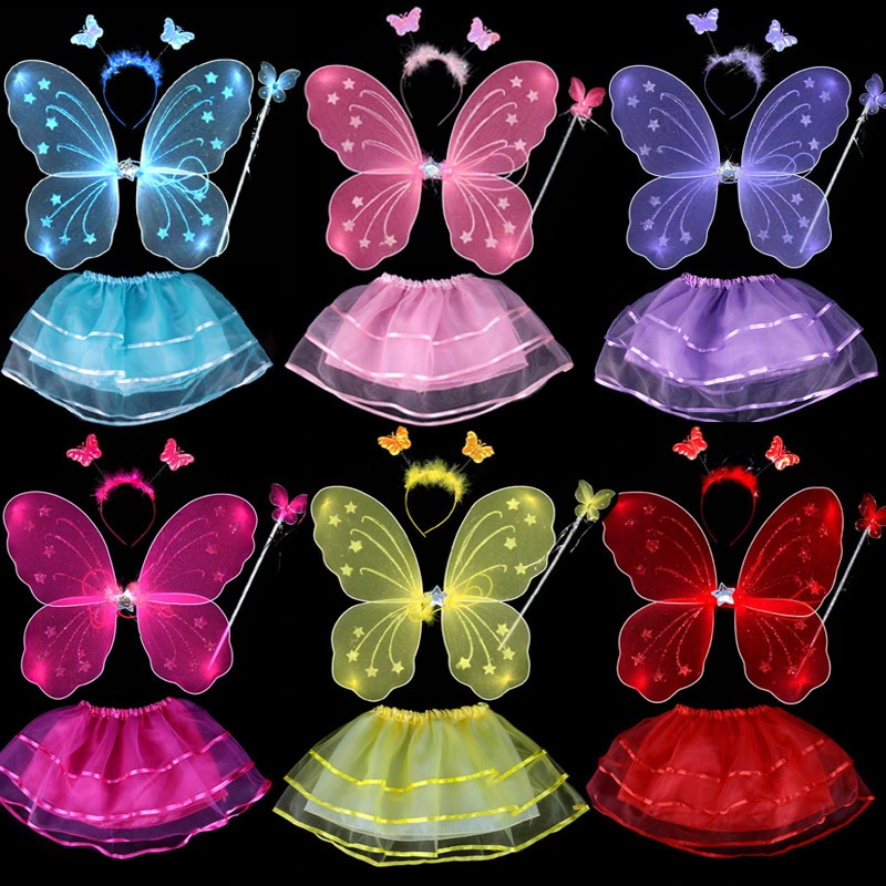 Dusting Powder Butterfly Wings Four-piece Set With Skirt