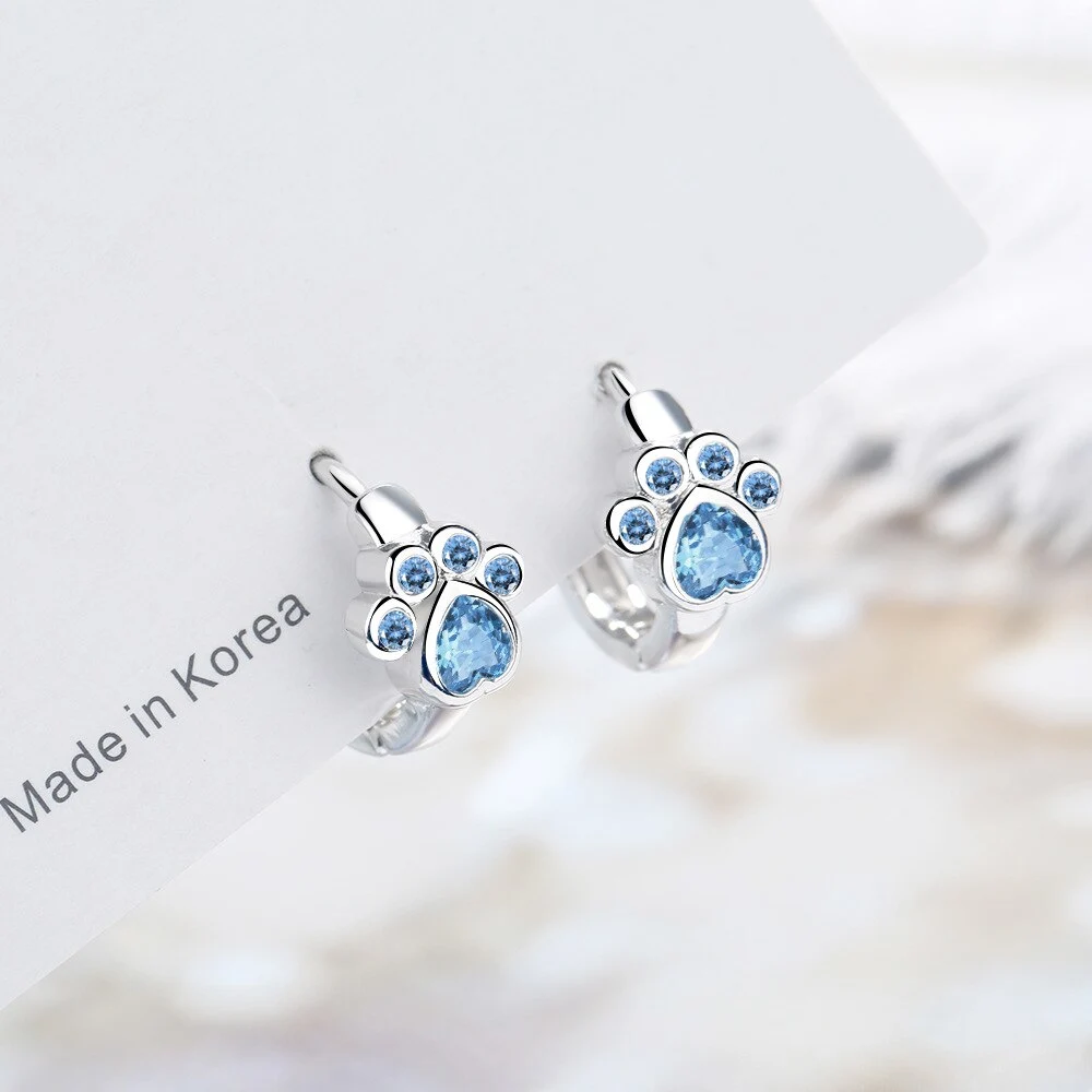 Cute cute pet blue zirconium diamond earrings