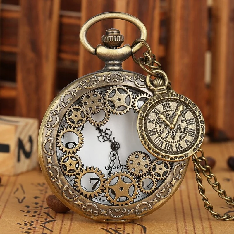 Large Pocket Watch with Roman Dial Accessories Fine Chain