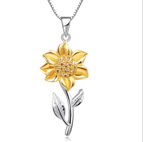 sunflower plated gold necklace