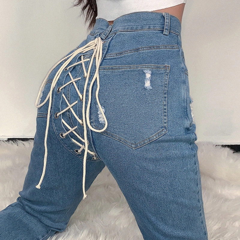 Shredded jeans women Xia Chao was thin