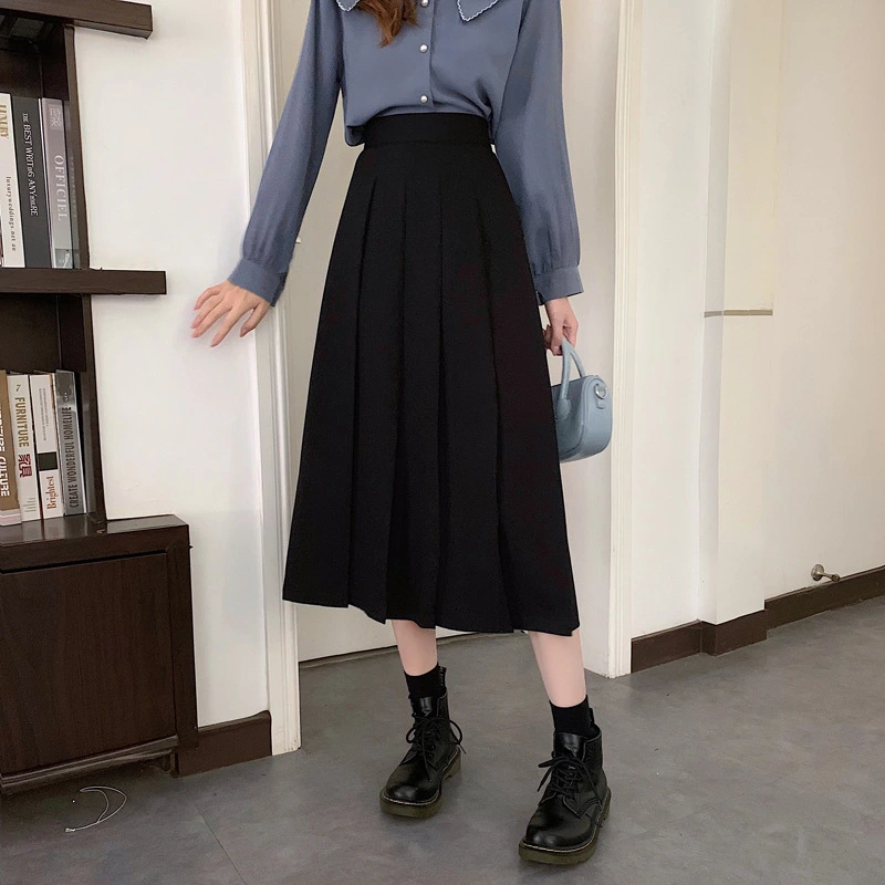 Women's Elegant High Waist Pleated Polyester Skirt