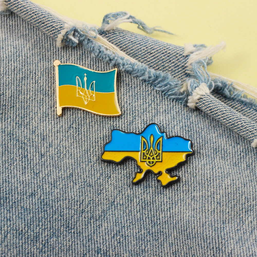 Europe And The United States New Zinc Wish Express Ukrainian Flag Brooch Badge