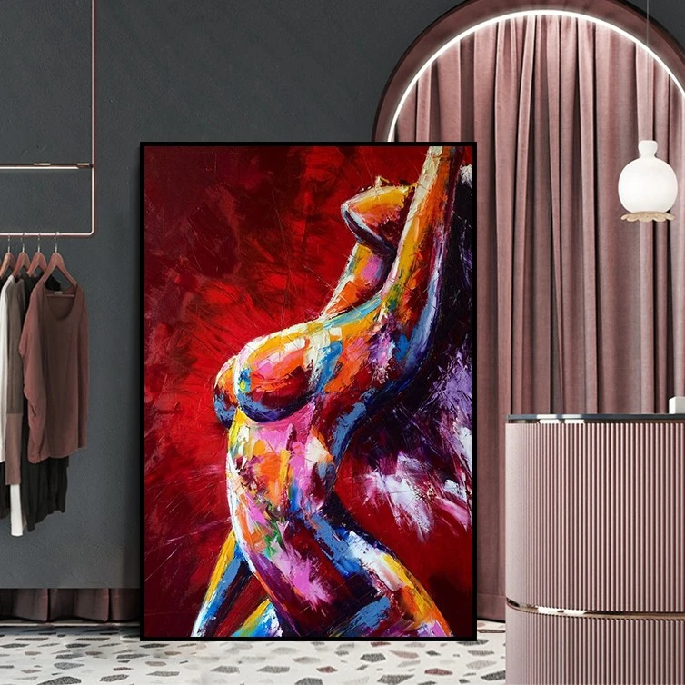 Abstract Women's Nude Oil Painting Sexy Body Art Canvas