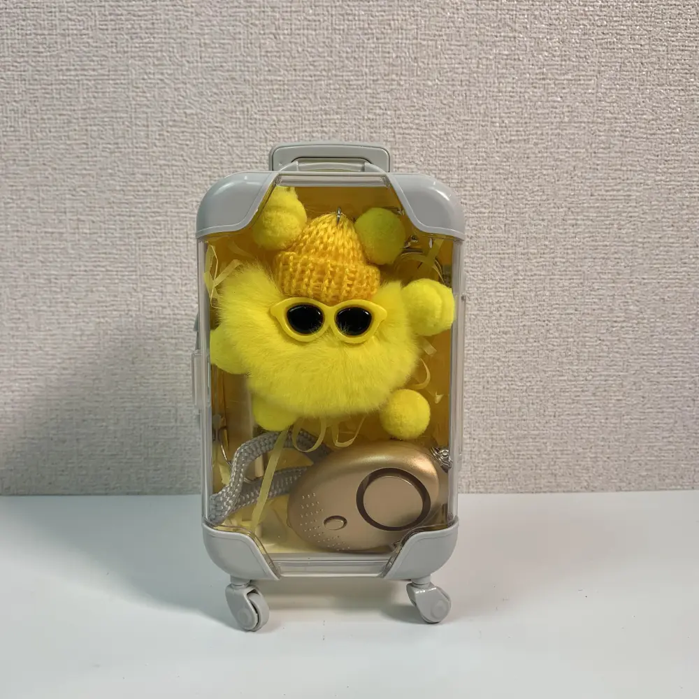 Yellow Girl Mini Suitcase Alarm Whistle Plush Pendant