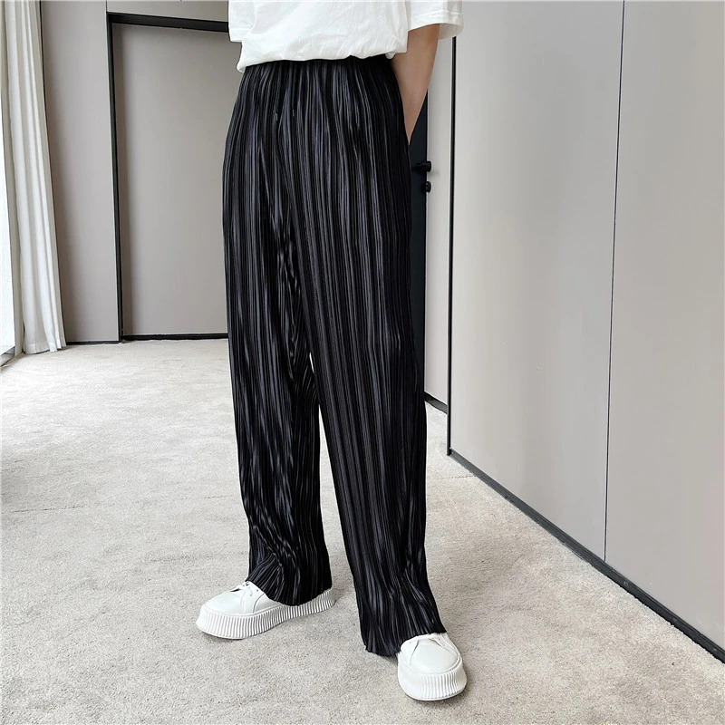 Fried Street Ins Wind Pressure Pleated Pinstripe Casual Pants Men