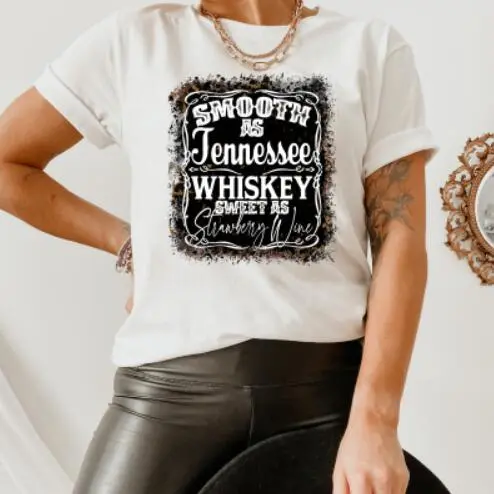 Whisky Printing Casual Women's Short Sleeve