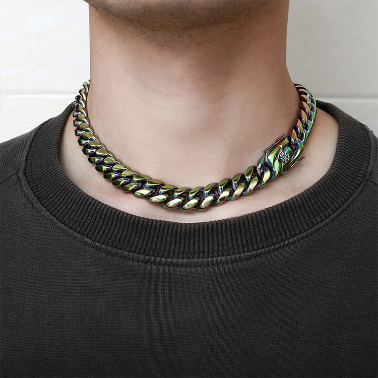 Tempered Necklace Colorful Cuban Chain