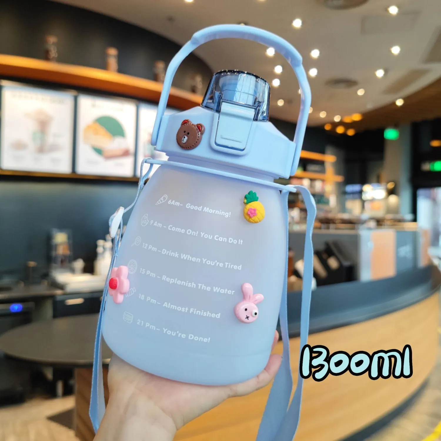 Gradient Big Belly Cup Cute Fat Pot Fitness Outdoor Sports Bottle Straw Student Plastic Water Cup