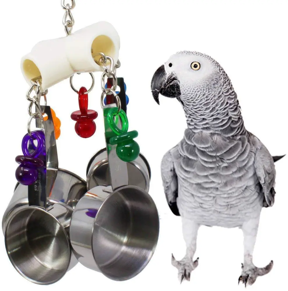 Parrot Bite Toy Stainless Steel Four-pot String