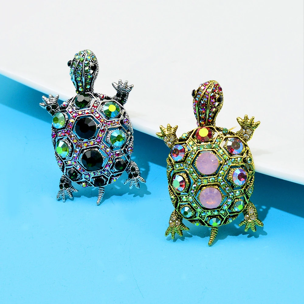 Diamond-embedded Fashion Retro Turtle Brooch Cute Animal Corsage