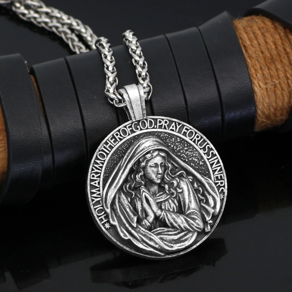 Vintage Virgin Mary Pendant Necklace