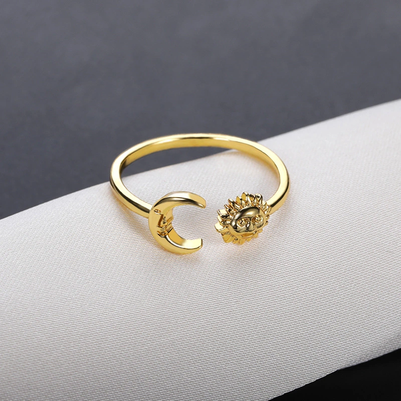 Simple Sun Moon Opening Ring Adjustable For Men And Women