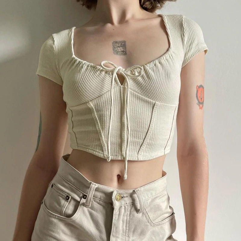 Short Exposed Navel Short-sleeved T-shirt For Women