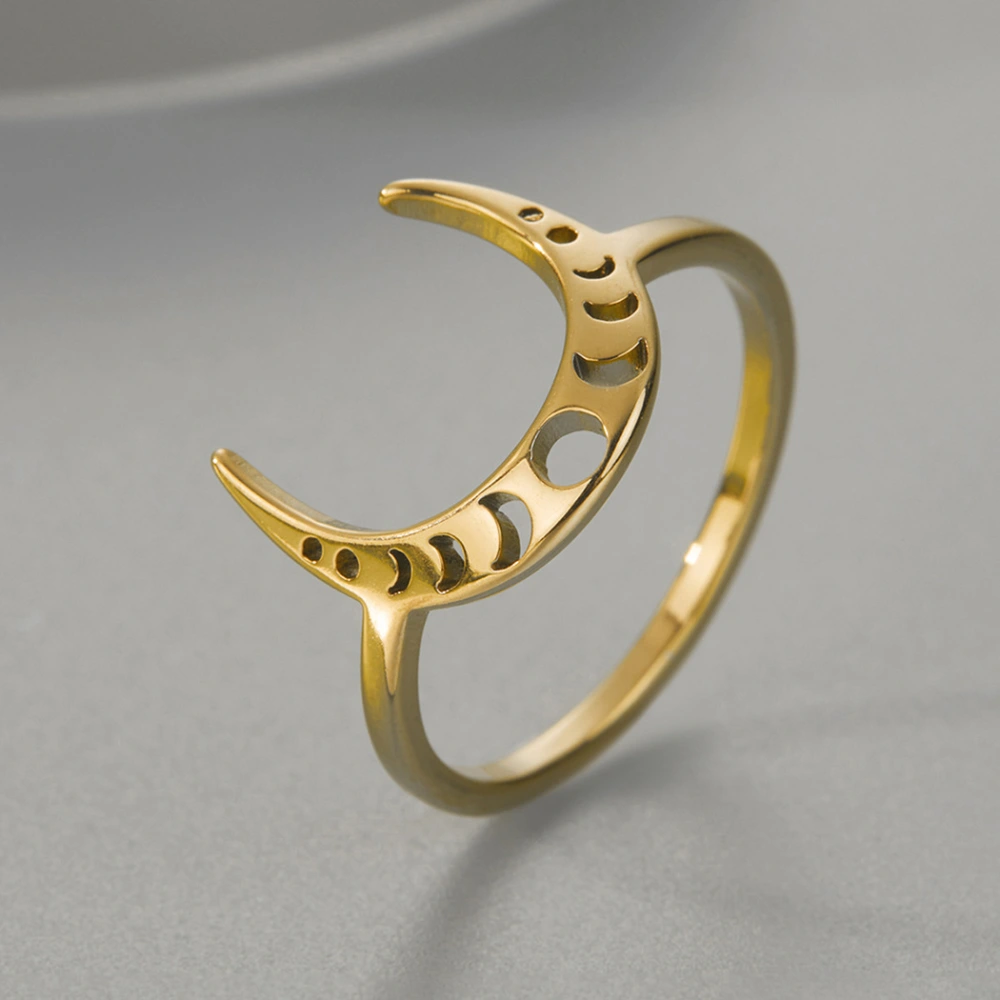 Women's Crescent Stainless Steel Ring