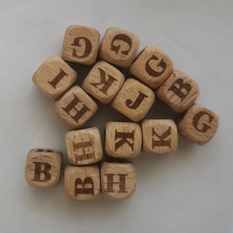 12mm Beech Dice Beaded In Bulk Wood