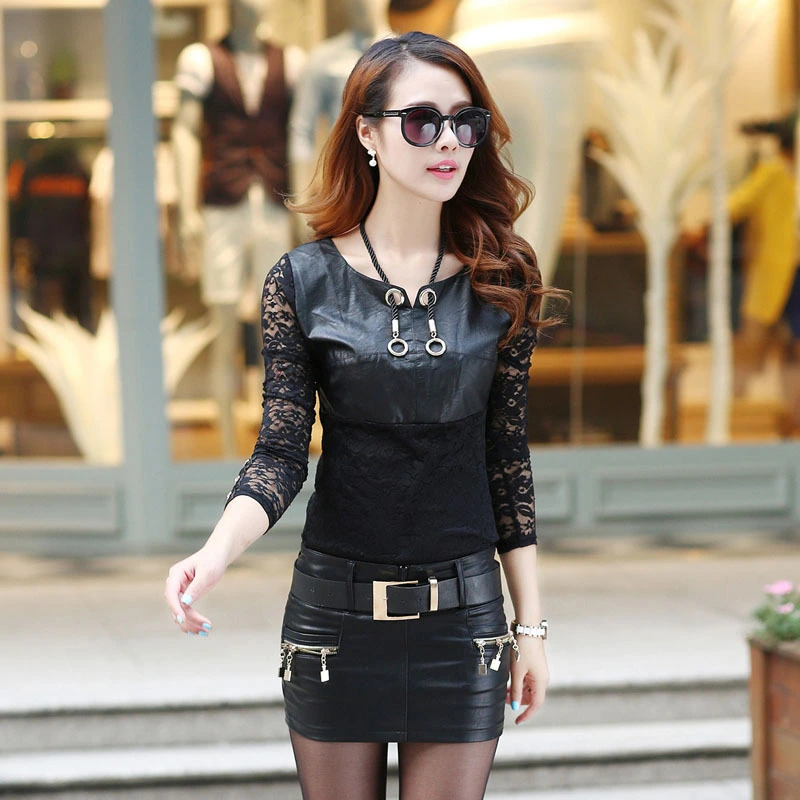 PU Leather Skirt Women's Anti-exposure Slim Fit Fashion A- Line Dress Korean Style