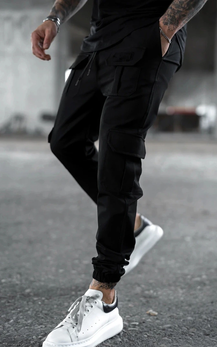 Casual Pants Black Loose Binding Frock
