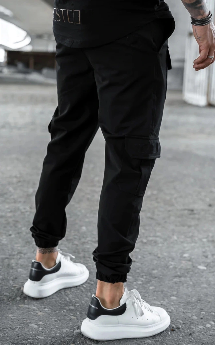 Casual Pants Black Loose Binding Frock