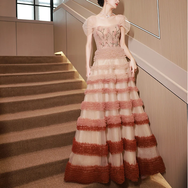 Women's Niche Light Luxury Flower Princess Evening Dress