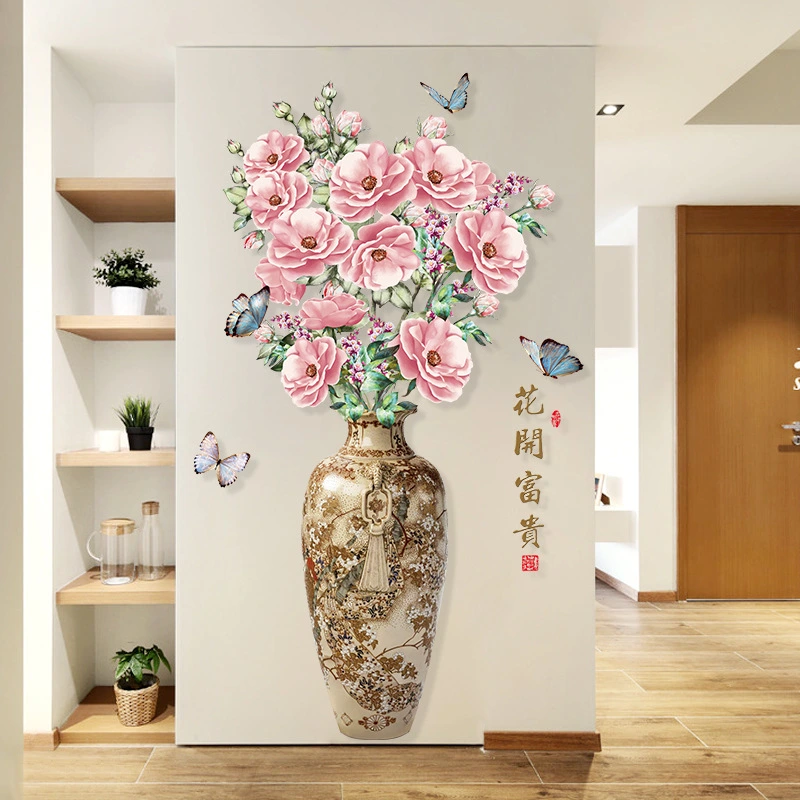 Blooming Rich Wall Sticker Vase Living Room