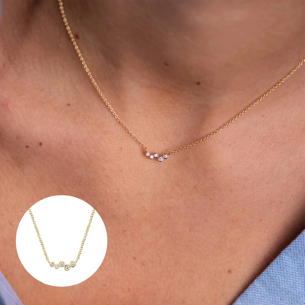 Single Row Diamond Collarbone Necklace