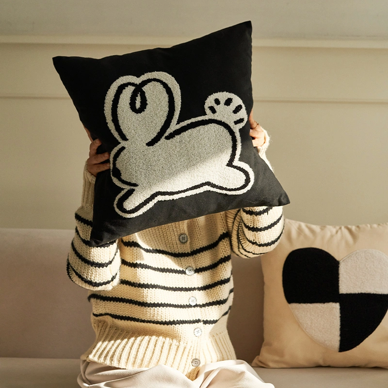 Black And White Rabbit Pillow Living Room Sofa Removable And Washable