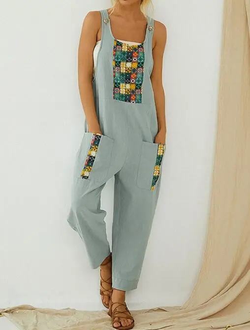 Jumpsuit ethnic printed patchwork