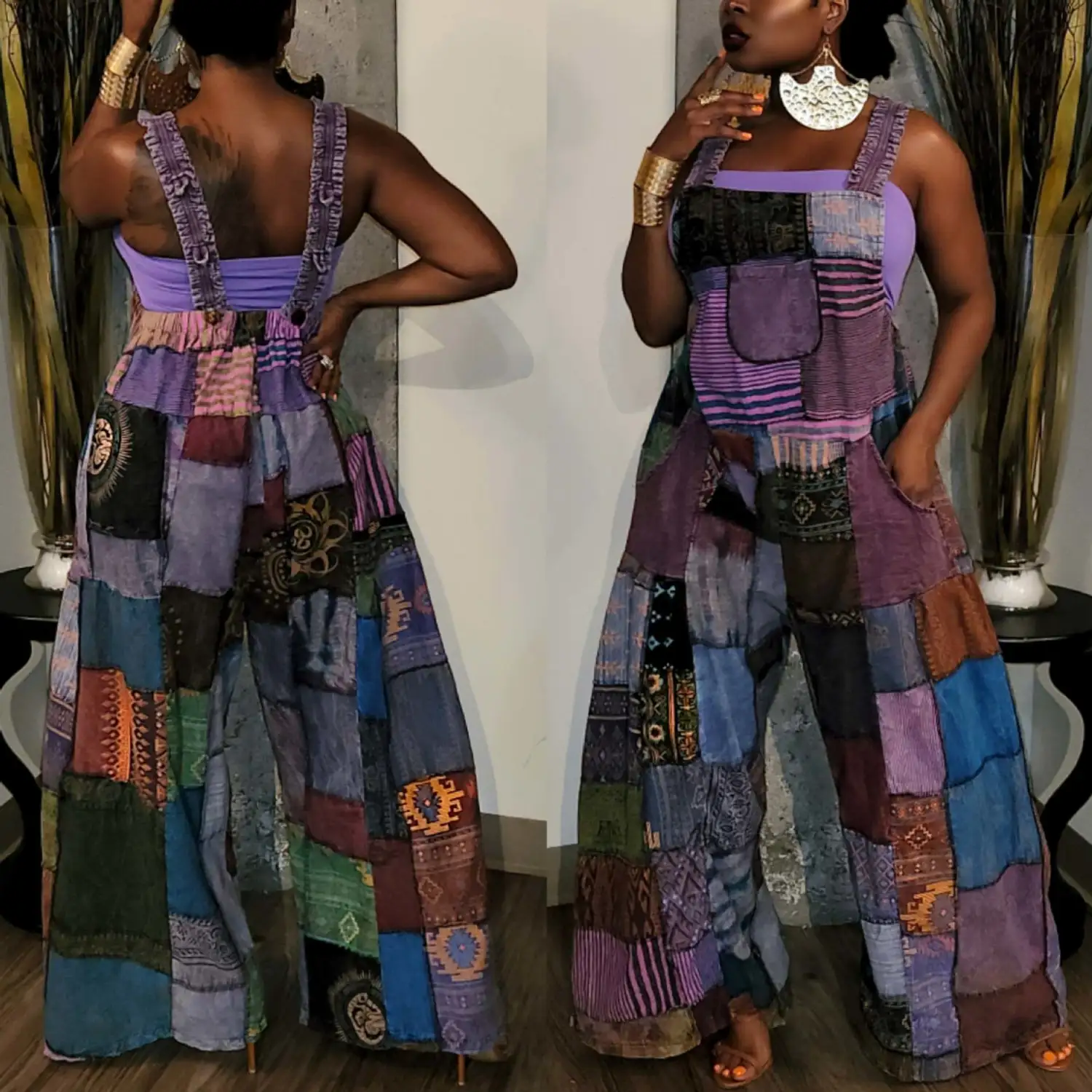 European And American Printed Bohemian Style Suspenders