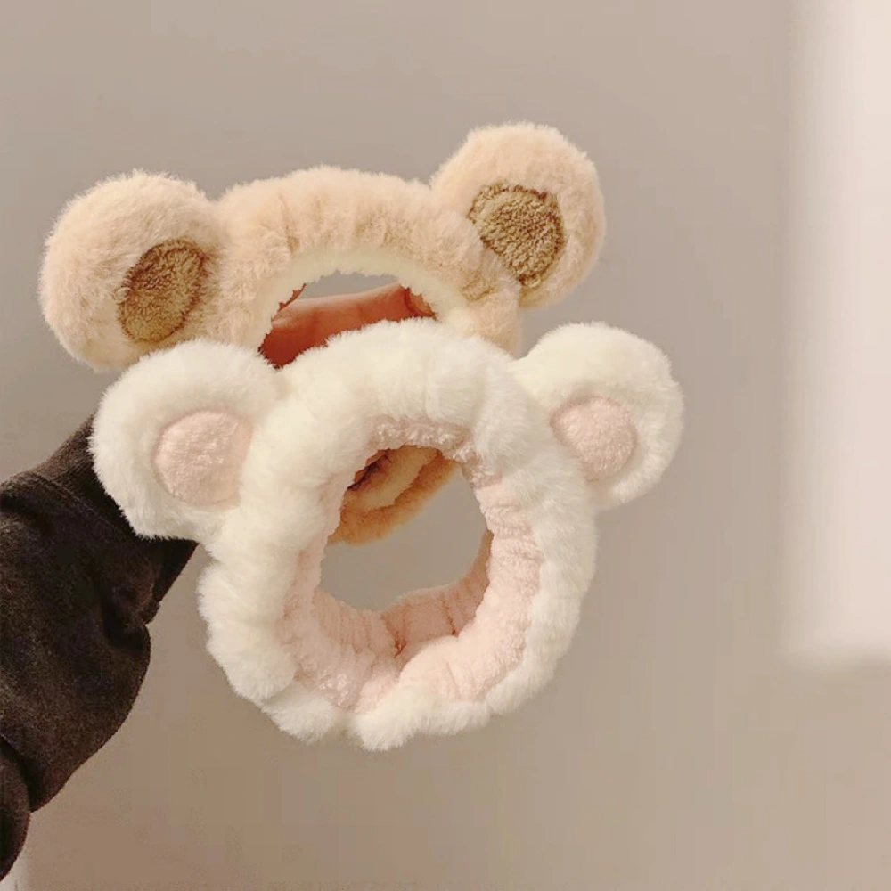 Women's Fashion Plush Bear Ears Wash Face Hair Band