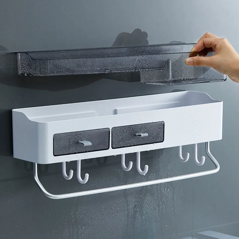 Bathroom Rack Wall-mounted Punch-free Bathroom Towel Storage Rack