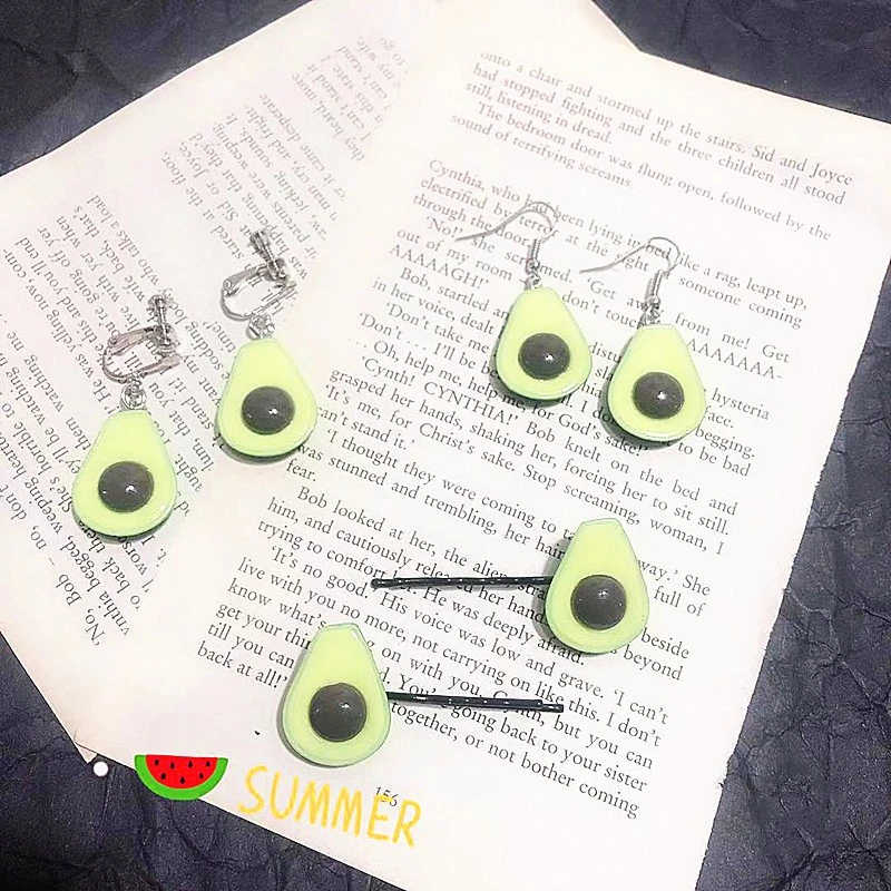 Green Avocado Earrings Three-dimensional Ear Ring