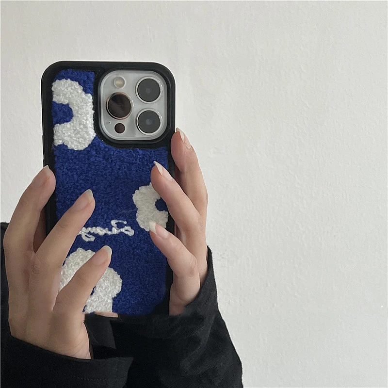 Klein Blue Flower Plush Phone Case