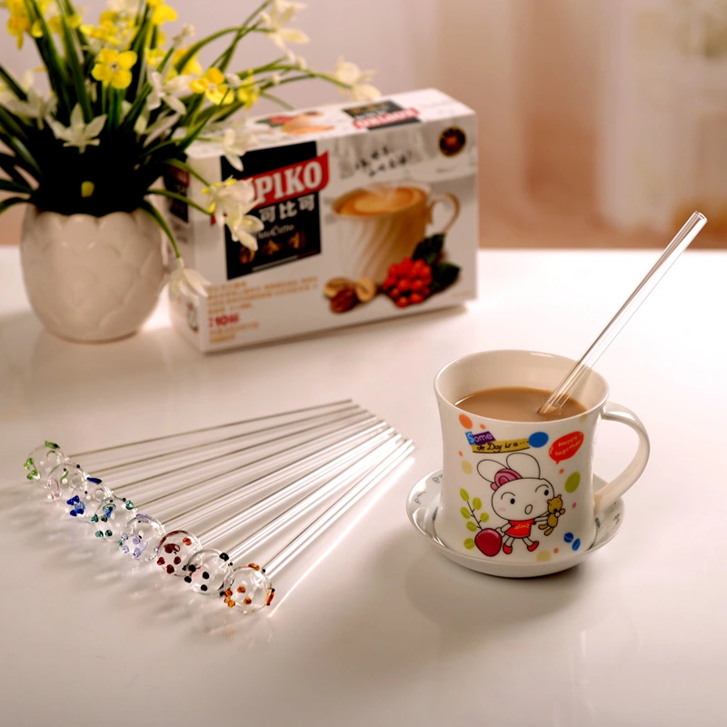Cute Piggy Cartoon Animal High Borosilicate Glass Juice Milk Drink Straws
