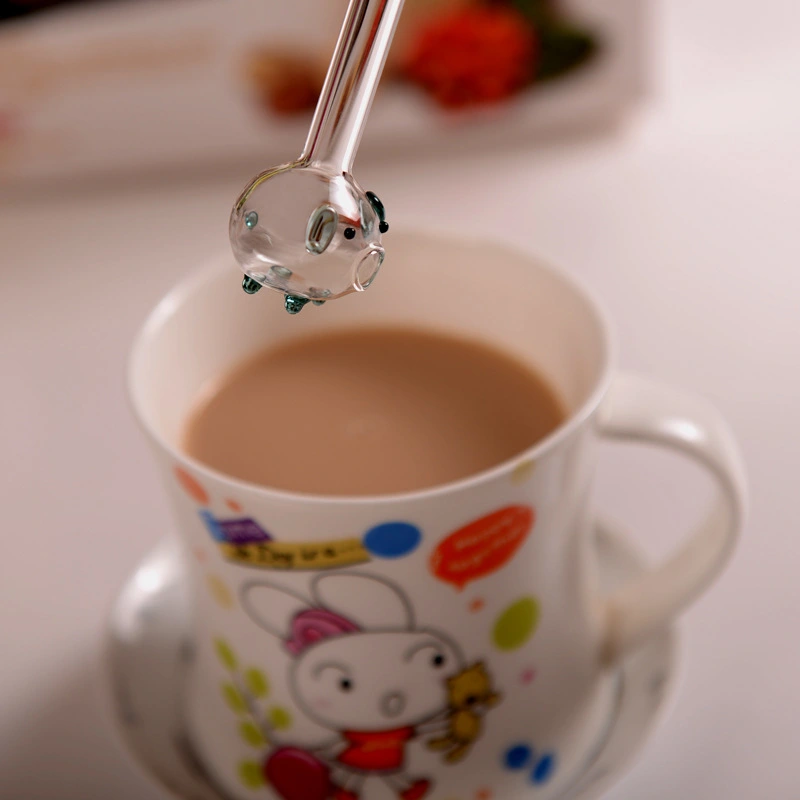 Cute Piggy Cartoon Animal High Borosilicate Glass Juice Milk Drink Straws