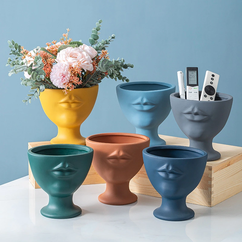 Ceramic Flowerpot Simple Human Head Decoration