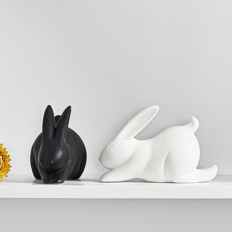 Ceramic Rabbit Wine Cabinet Soft Decorations TV Cabinet Ornaments