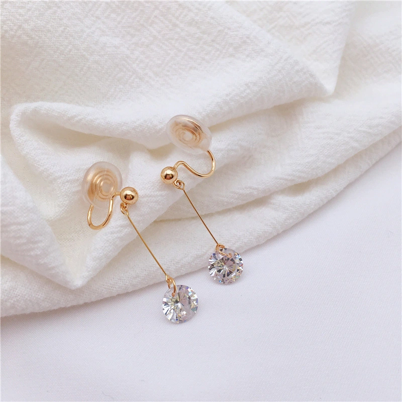 Tassel Temperament Earrings Round Face Thin Handmade Zircon