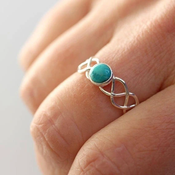 Fried Dough Twists Rope Turquoise Ring