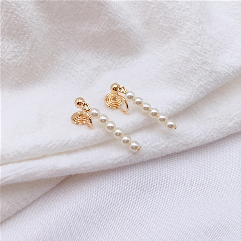 Pearl Simple Temperament Mosquito Coil Ear Clip Studs